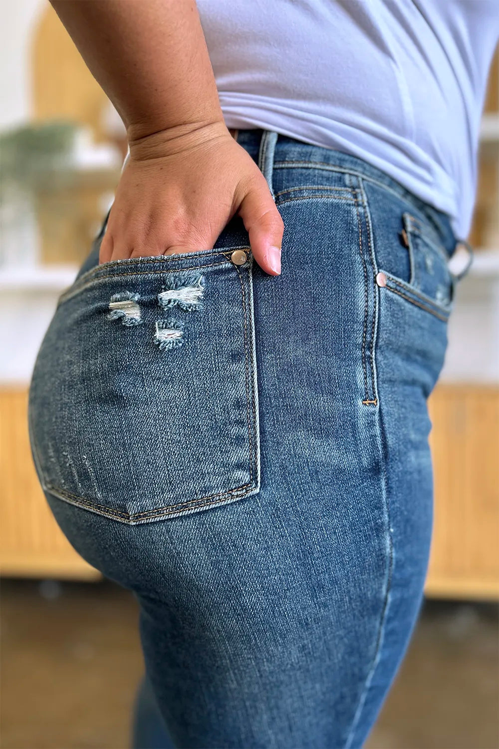 Judy Blue Full Size Tummy Control High Waist Slim Jeans - Velora