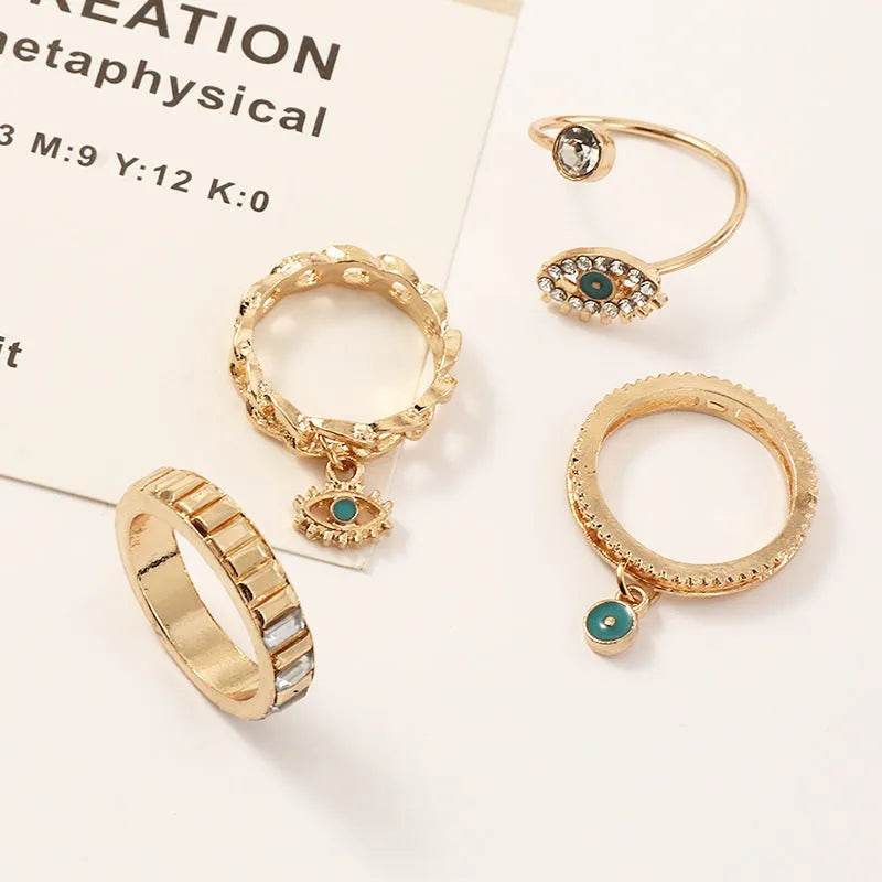 Personalized Punk Wind Demon Eye Diamond Drop Oil Ring for women - Velora