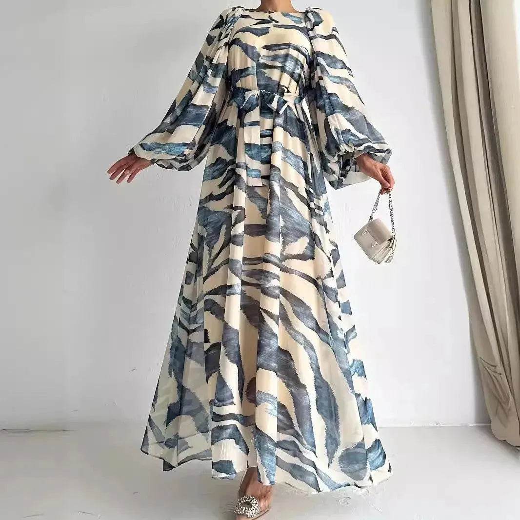 Elegant Printed Mum Long Maxi Dress - Velora