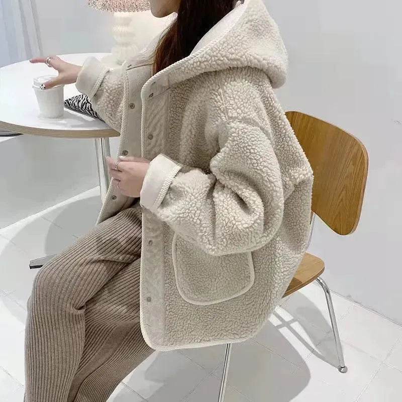 Thickened Woolen Hoodie Winter coat Fleece hooded Winter Jacket - Velora
