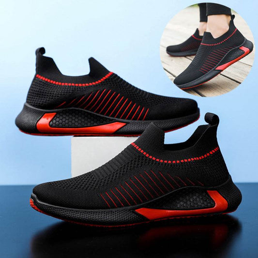 Fashion Mesh Sock Shoes With Striped Design Men Outdoor Breathable Slip-on Sneakers Csuale Lightweight Running Sports Shoes - Velora