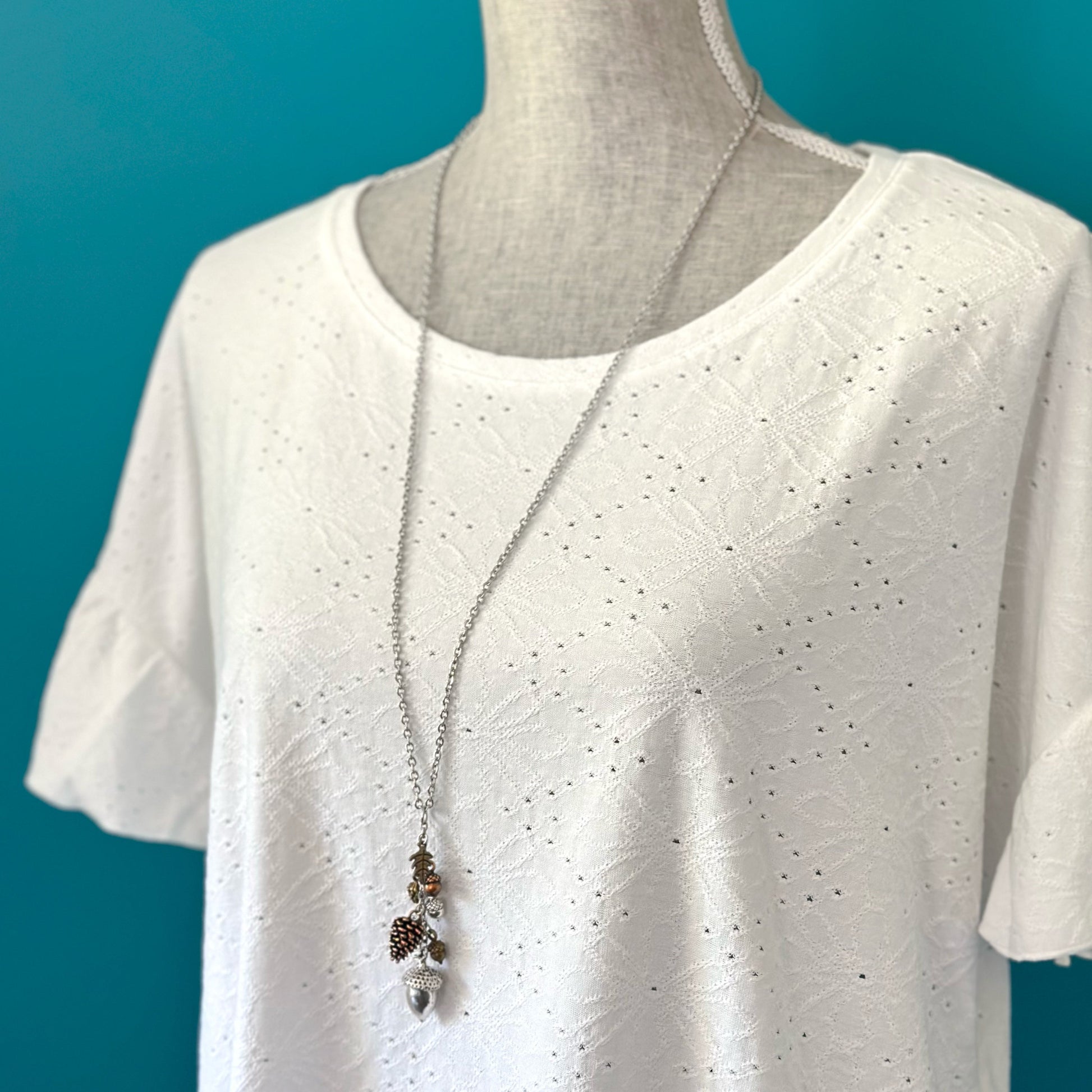 Acorn & Pinecone Necklace – Fall Woodland Pendant Gift - Velora