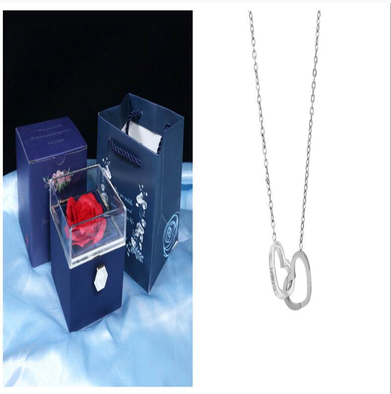 Rotating Soap Flower Rose Gift Box Creative Rotating Rose Jewelry Packaging Box Valentine's Day Gift For Women - Velora