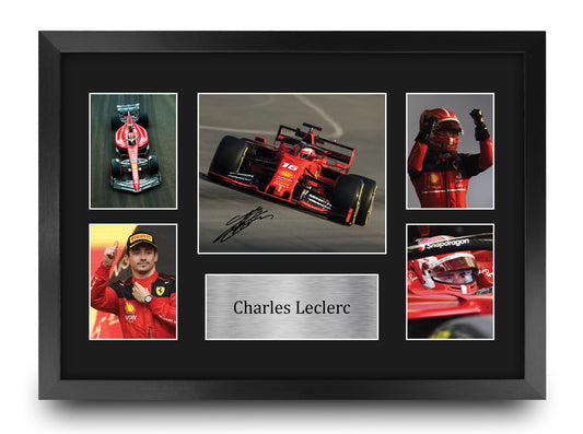 HWC Trading Charles Leclerc 16 x 12 inch Gifts Printed Signed Autograph Presentation Display for F1 Formula 1 Racing Fans - 16" x 12" Framed