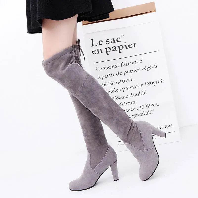 Black Knee High Boots For Women Shoes High Heel Long Boots - Velora