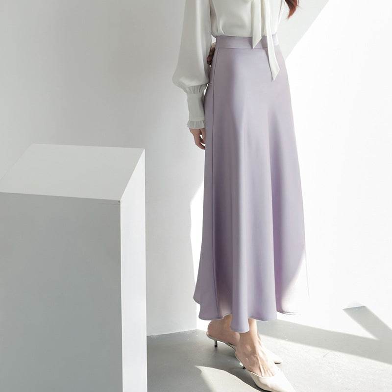 Women's formal Work Satin Skirt Summer High Waist Midi Sheath Skirt - Velora