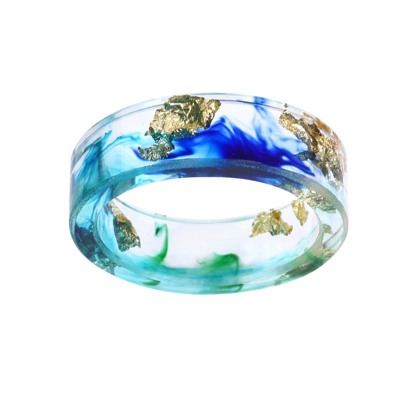 New dried flower resin ring Sen Xiao small handmade flower gold foil color Epoxy ring - Velora