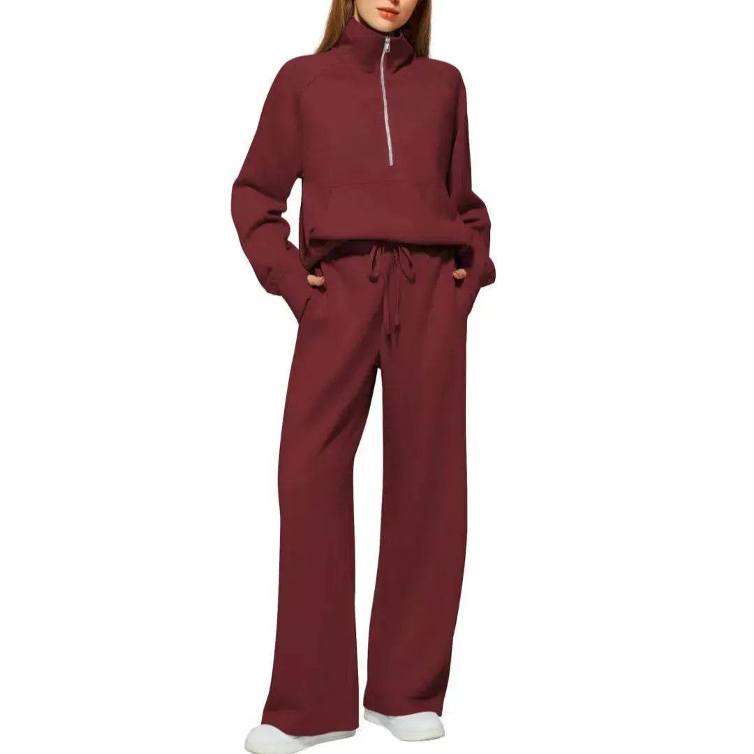 Plain Women Matching Casual Winter Tracksuit set joggers and hoodie set for women - Velora