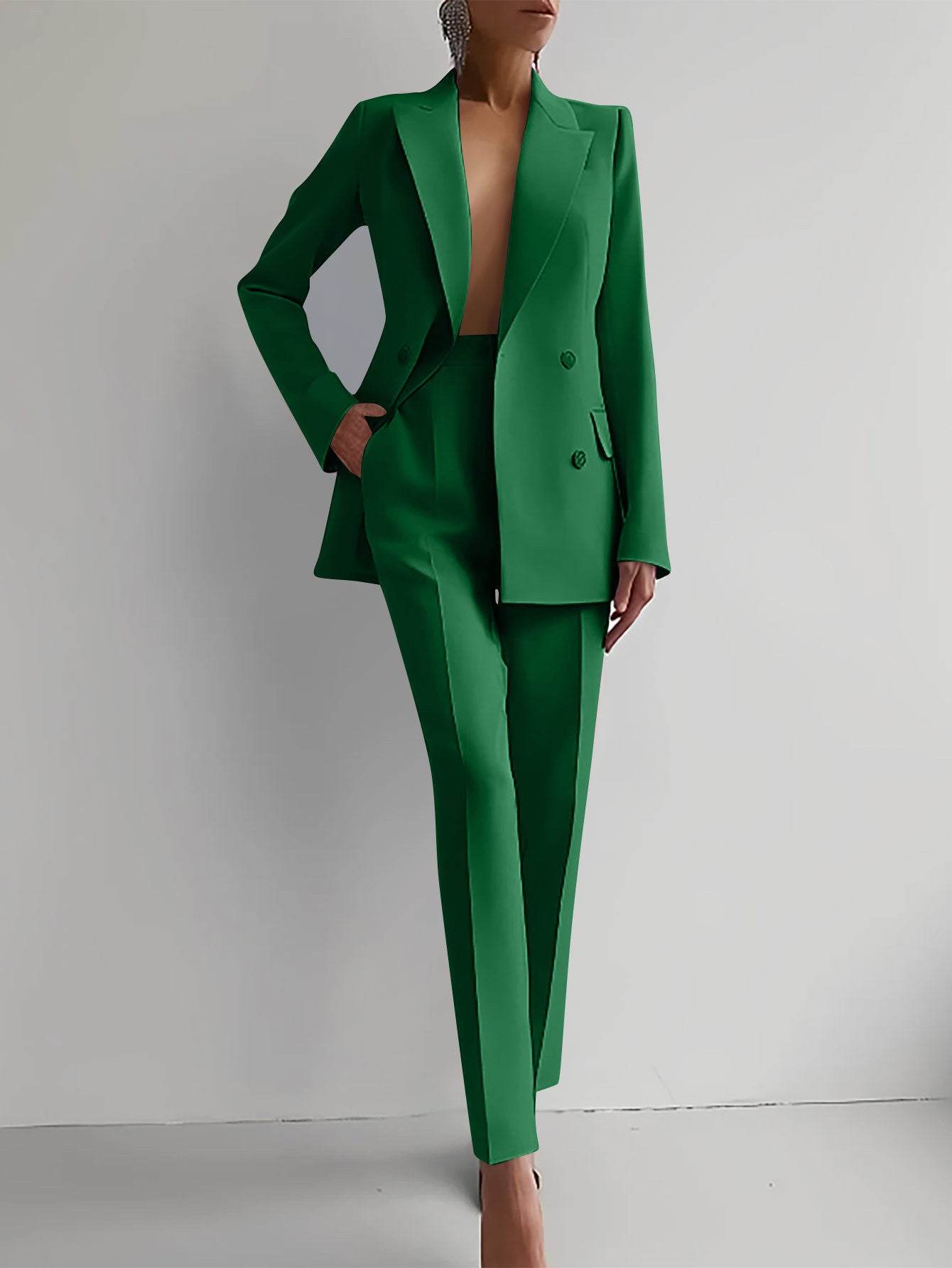 Casual Suits Fashion Long Sleeve Single-breasted Jacket Top And Slim Fit Trousers Women's Business Suits - Velora