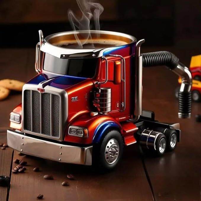 Durable Truck Coffee Mug Semi Truck Handcrafted Coffee Cup Semi-trailer Shaped Semi-Truck Coffee Mugs For Family - Velora