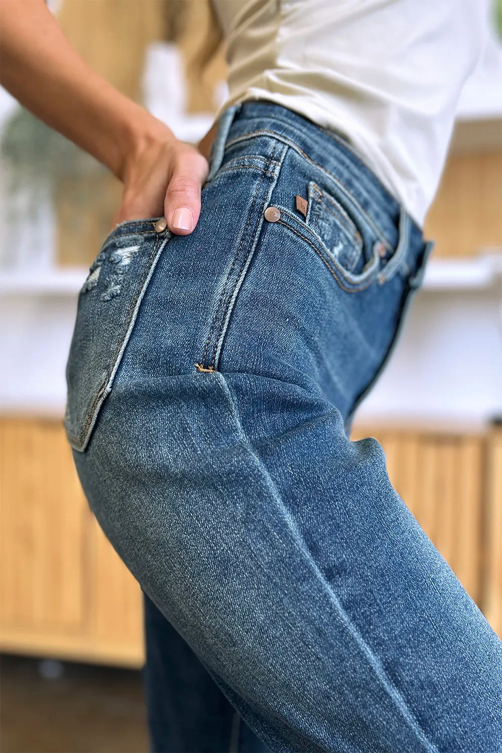 Judy Blue Full Size Tummy Control High Waist Slim Jeans - Velora