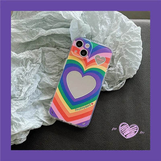 Rainbow Love Mirror Silicone Phone Case - Velora