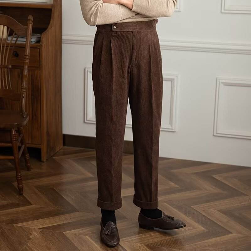 Men Autumn And Winter Corduroy Smooth Ankle-length trouser for work - Velora