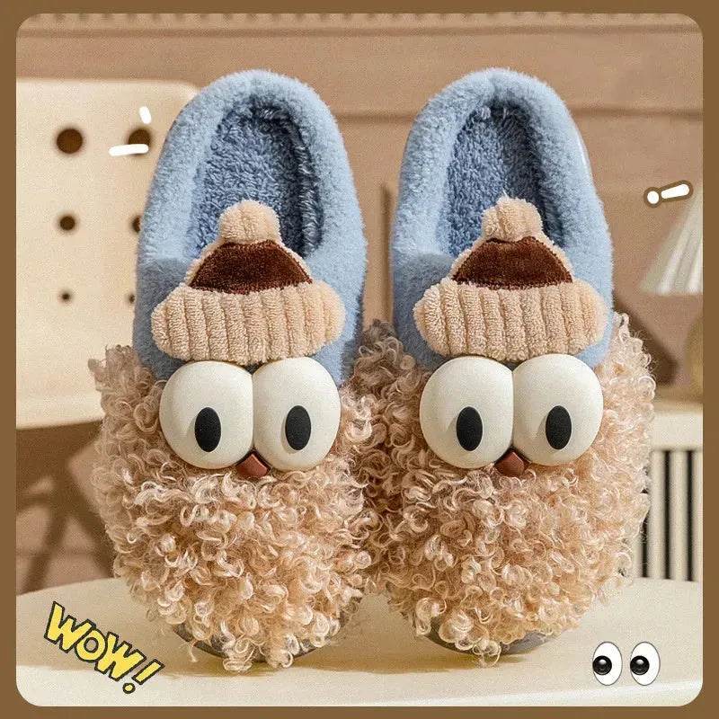 Cartoon Bearded Santa Claus Slippers Home Warm Non-slip Plush Cotton Shoes Christmas Couple Floor Bedroom Slipper Women Men - Velora