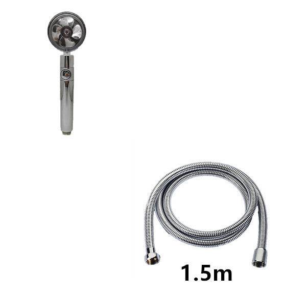 Propeller Driven Shower Head With Stop Button And Cotton Filter Turbocharged High Pressure Handheld Shower Nozzle - Velora