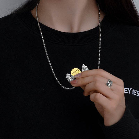 Creative Openable Sunflower Pendant Necklace Fashion Letter Jewelry Gift - Velora
