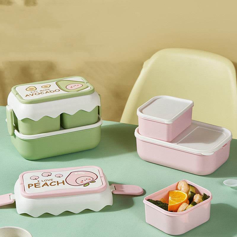Cute Double Layered Kids Plastic Lunch Box - Velora