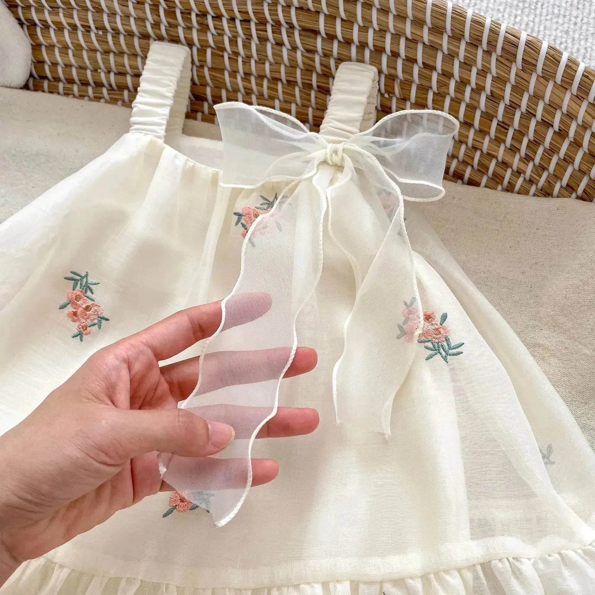 Newborn baby girl Embroidered Mesh Baby Bloomer With Skirt Infant baby Casual dress for baby girl - Velora