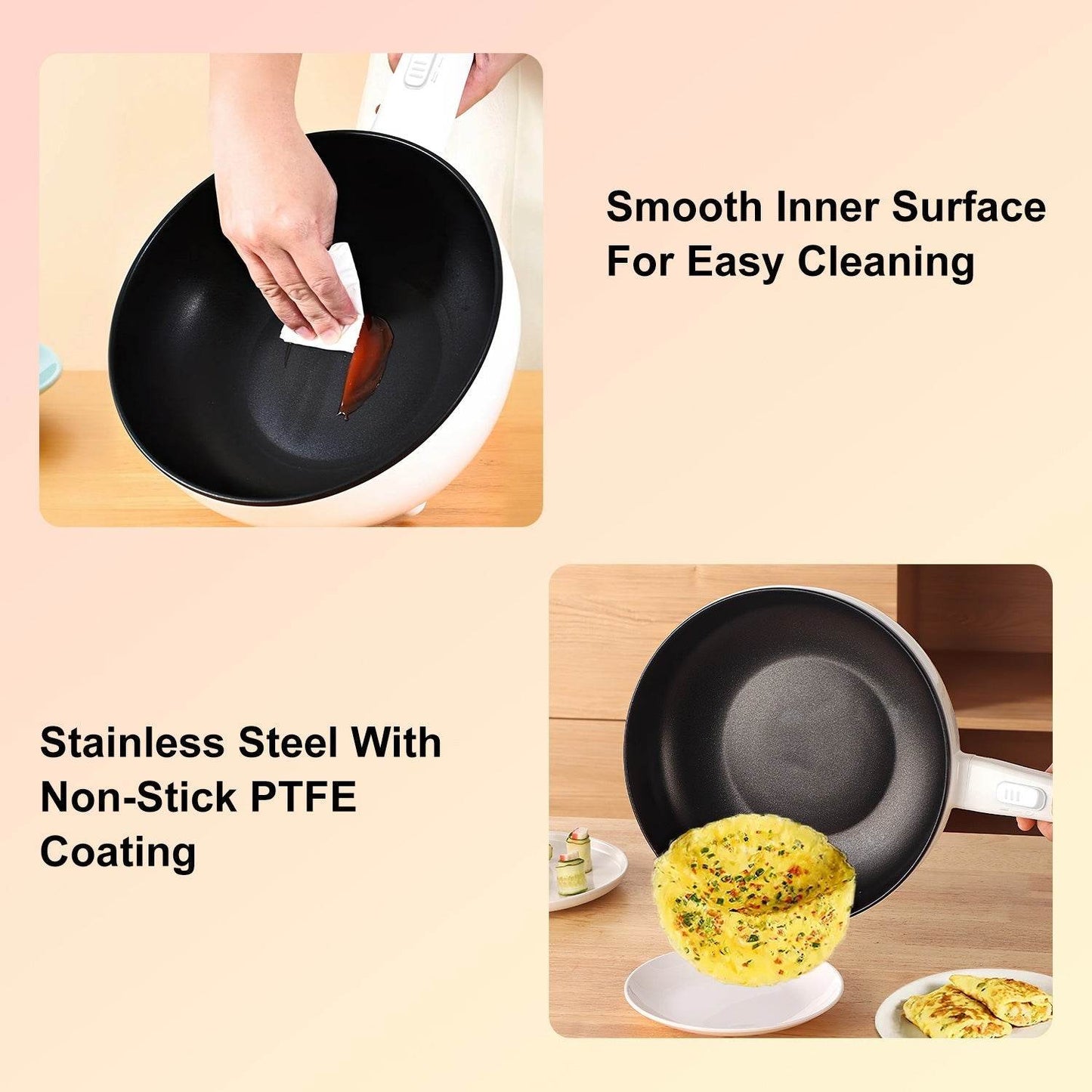 Electric Hot Pot Non-Stick Frying Pan Portable Rapid Noodles Cooker Electric Skillet - Velora
