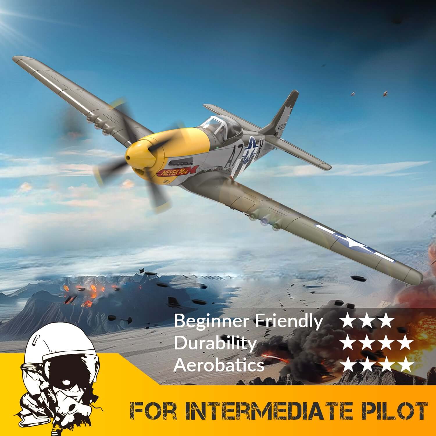 P51D RC Airplane with Mode 1 Transmitter | 4-Channel Brushless & XPilot Stabilizer - Velora Luxury Fashion