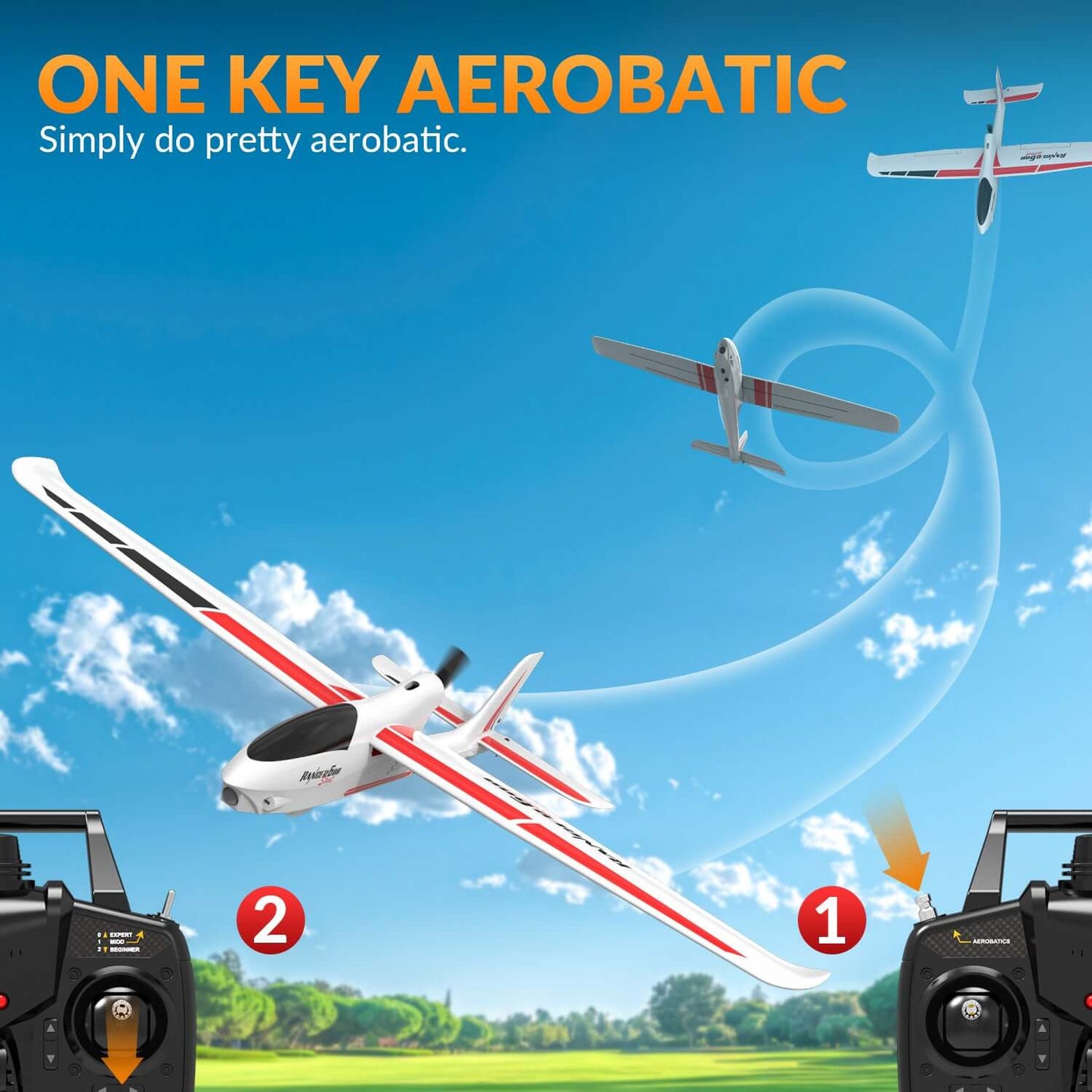VolantexRC Ranger 600 V2 4CH RC Airplane with XPilot Gyro and One-Key Aerobatics - Velora Luxury Fashion
