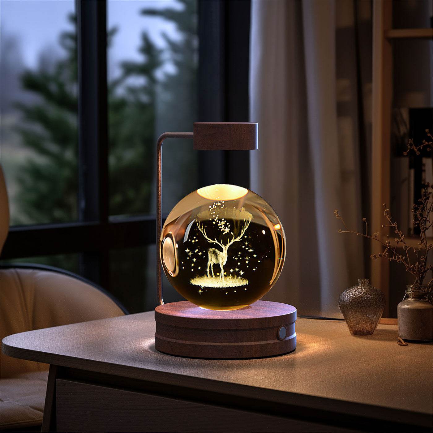 Crystal Ball Cosmic Dinosaur Indoor Night Light USB Power Warm Bedside Light Birthday Gift Night Lamp - Velora
