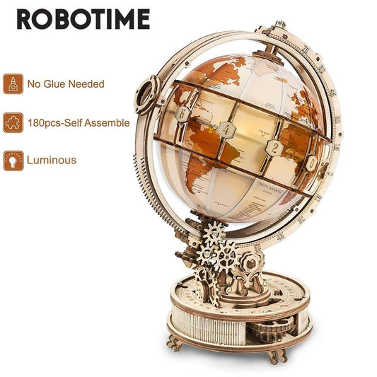 Robotime ROKR Luminous Globe 3D Wooden Puzzle Games Assemble Model Buliding Kits Toys Gift - Velora