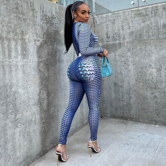 Fashion Skinny 2pcs Printed Athleisure Outfit women - Velora