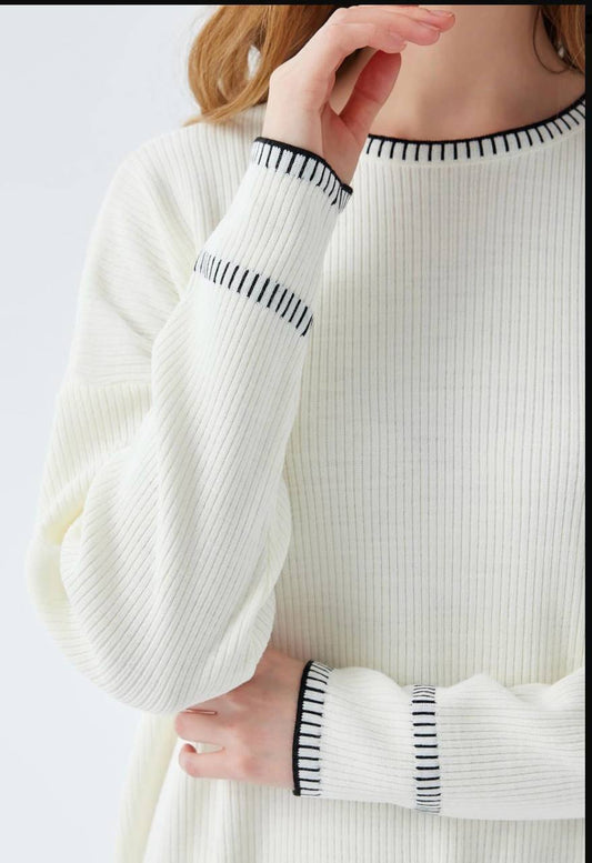 Long Dress Ribbed Neck Line - Velora