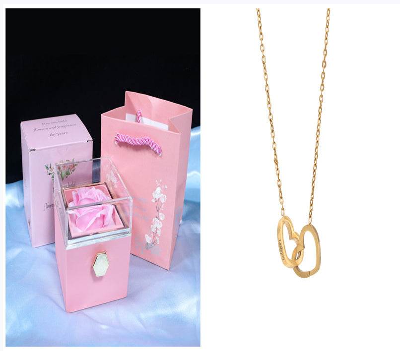 Rotating Soap Flower Rose Gift Box Creative Rotating Rose Jewelry Packaging Box Valentine's Day Gift For Women - Velora
