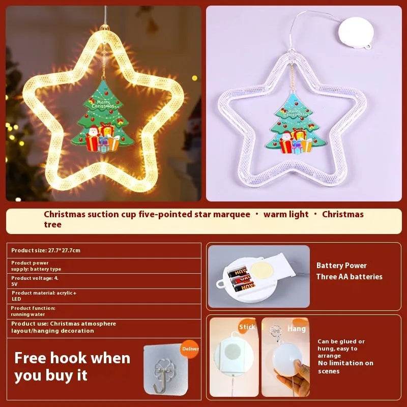 Christmas Pendant Decoration Christmas Atmosphere Led Lights Led Christmas Star Light Decoration For Window Door For Holiday - Velora