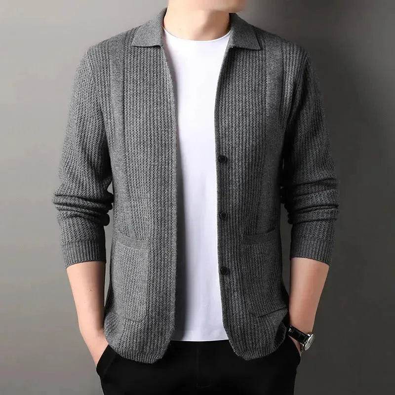 Slim fit Knitted Cardigan sweater For Young Men Workwear for fall Winter - Velora