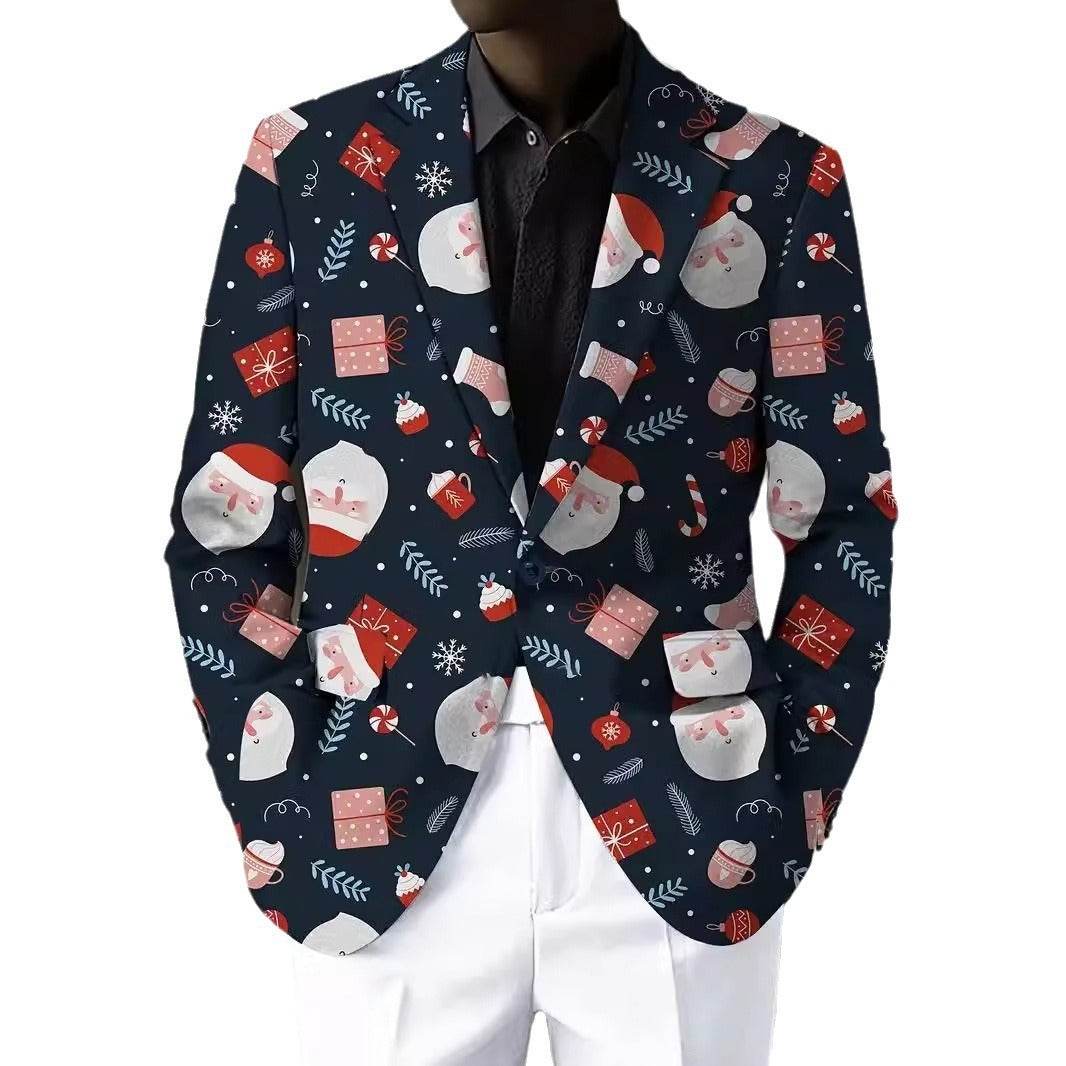 Christmas Series Cartoon Anime Men's Long-sleeved Coat - Velora