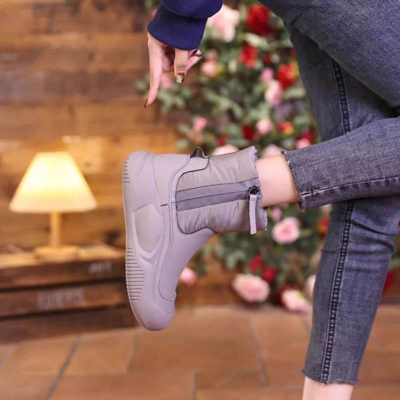 Winter Plush Snow Boots With Side Zipper Warm Thick-sole Non-slip Waterproof Short Shoes For Women - Velora