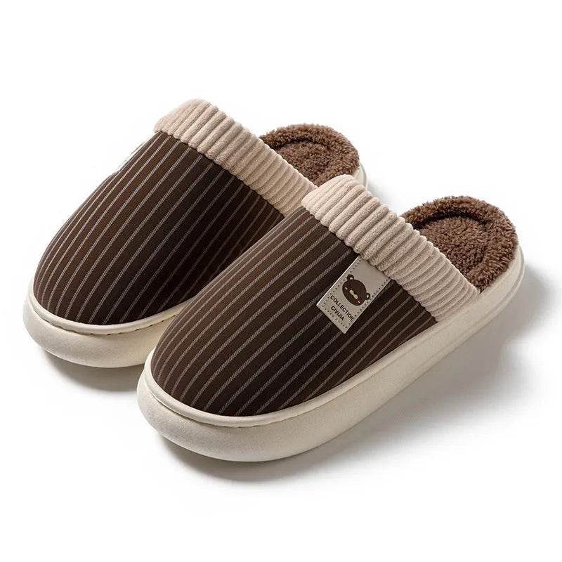 Striped Slippers – Non-Slip Warm Wear-Resistant Footwear - Velora