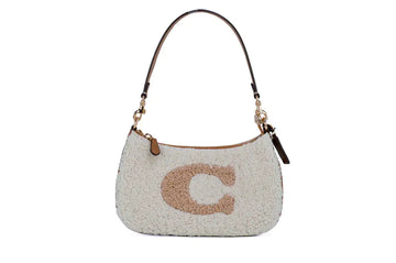 Coach Teri Small Shearling Leather Logo Motif Shoulder Bag