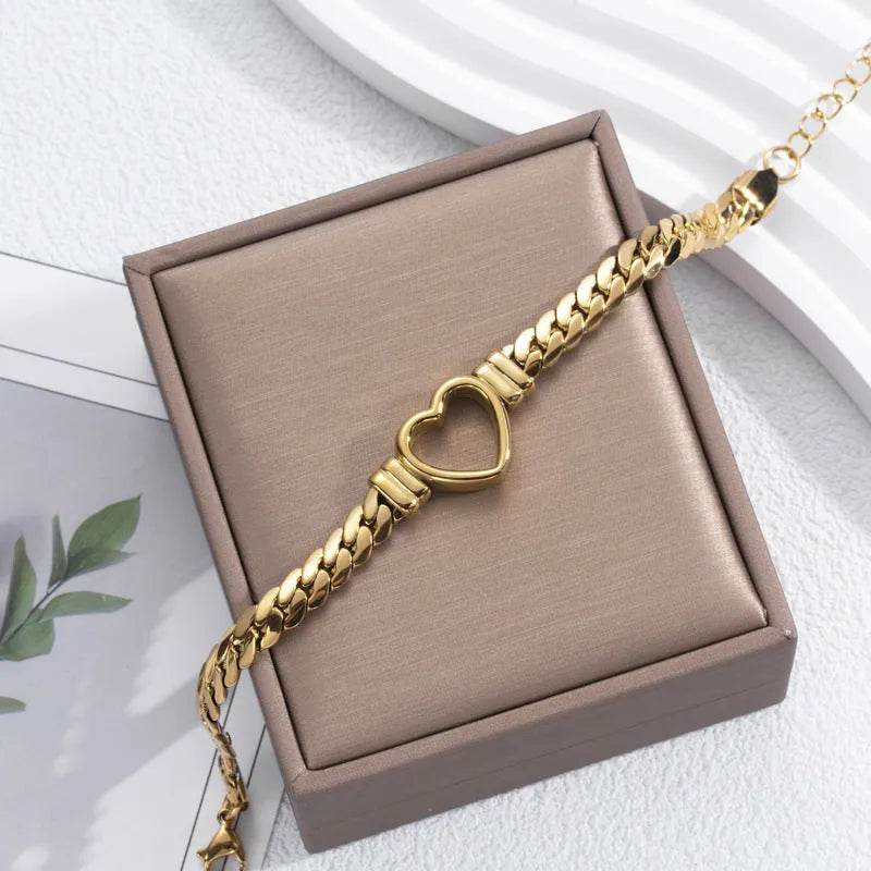 Fashion Simple Hollow Heart Titanium Steel Valentine Bracelet gift - Velora