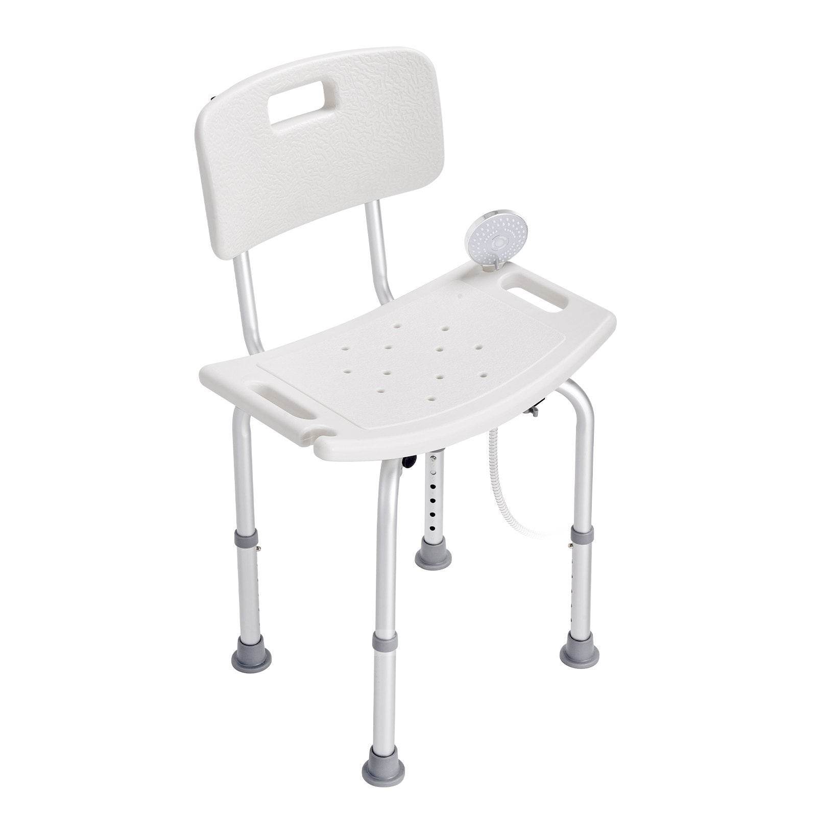 Shower Chair, Shower Seat With Back, Adjustable Height Shower Stool, Shower Chair For Inside Shower Bathtub, Non-slip Bathroom Bench Bath Chair For Elderly Disabled Handicap, 350 Lbs Capacity - Velora