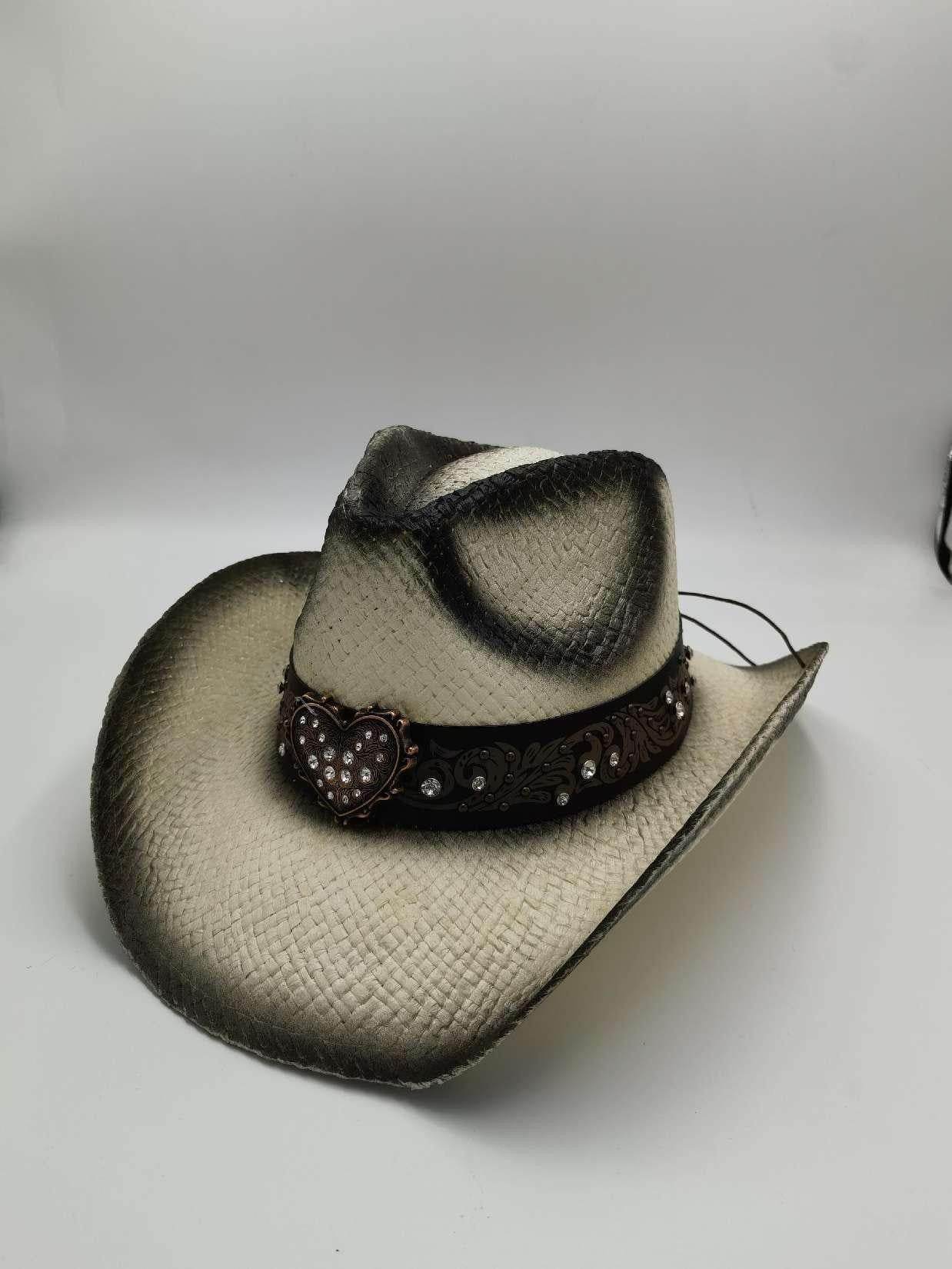 Summer Outdoor Ethnic Style Felt and Straw Cowboy Hat - Velora