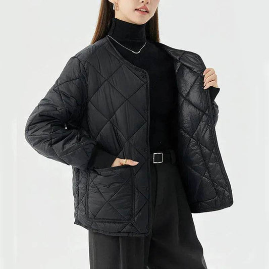 Quilted Padded Coat Winter Jacket With Pockets Lightweight Outerwear For Women's Clothing - Velora