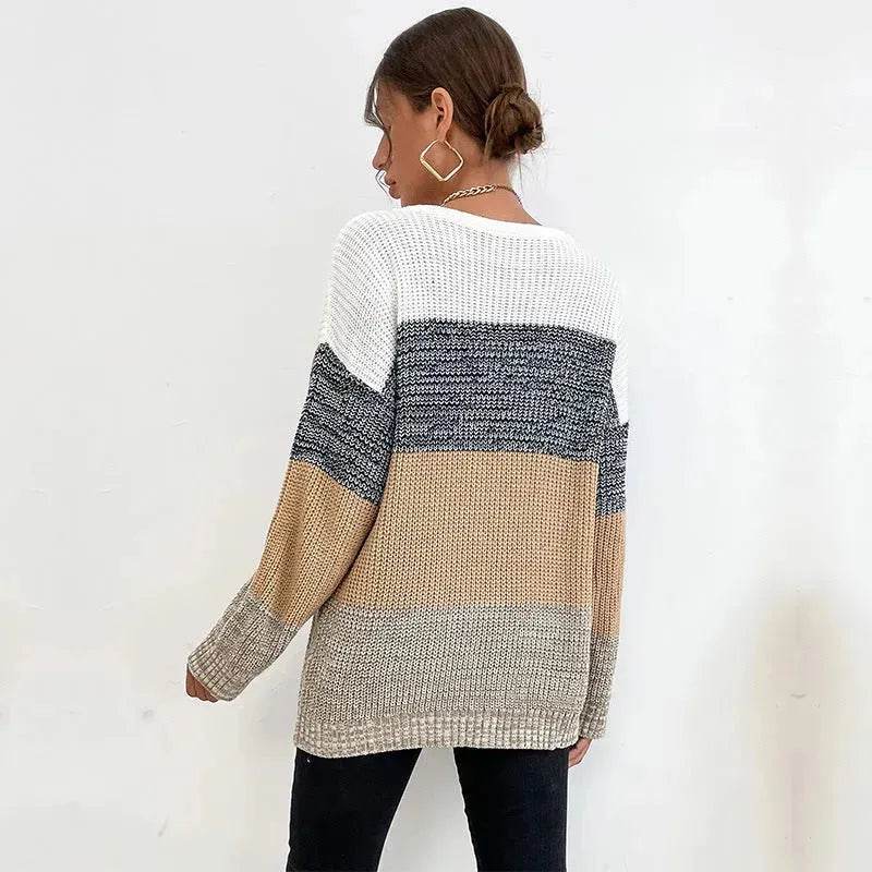 Winter Jacquard Knitted Pullover Sweater Tops for Women - Velora