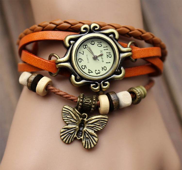 Cowhide winding bracelet watch - Velora