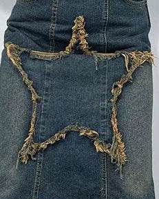 Women's American-style Retro High Waist Irregular Midi Denim Skirt - Velora