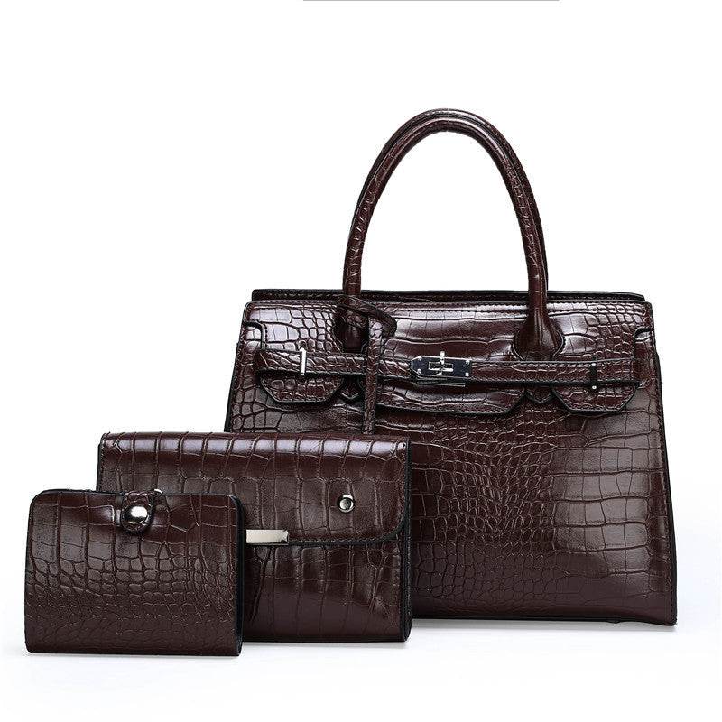 Crocodile Pattern New Fashion 3 in 1 cooperate Work leather Handbag - Velora