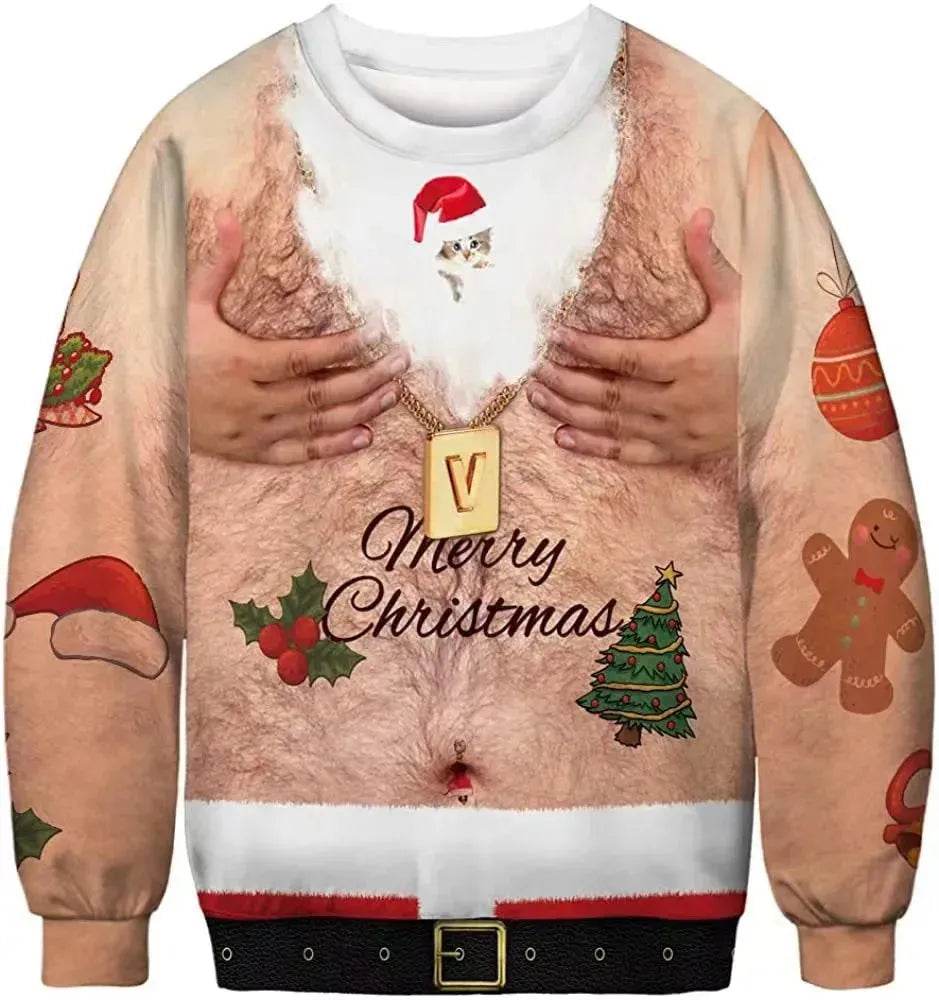 Men's Fashion 3D Digital Printed Round Neck Christmas Sweatshirt - Velora