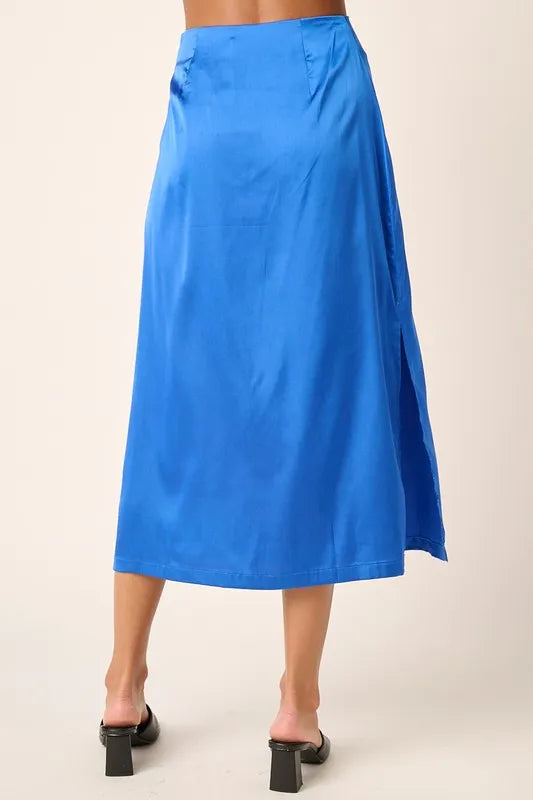 Mittoshop Side Slit Satin Midi Skirt - Velora