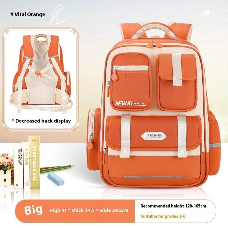 Children's Spine Protection Backpack Multi-compartment Burden Reduction Schoolbag - Velora