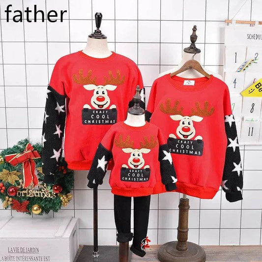 Family Christmas Deer Santa claus sweatshirt - Velora