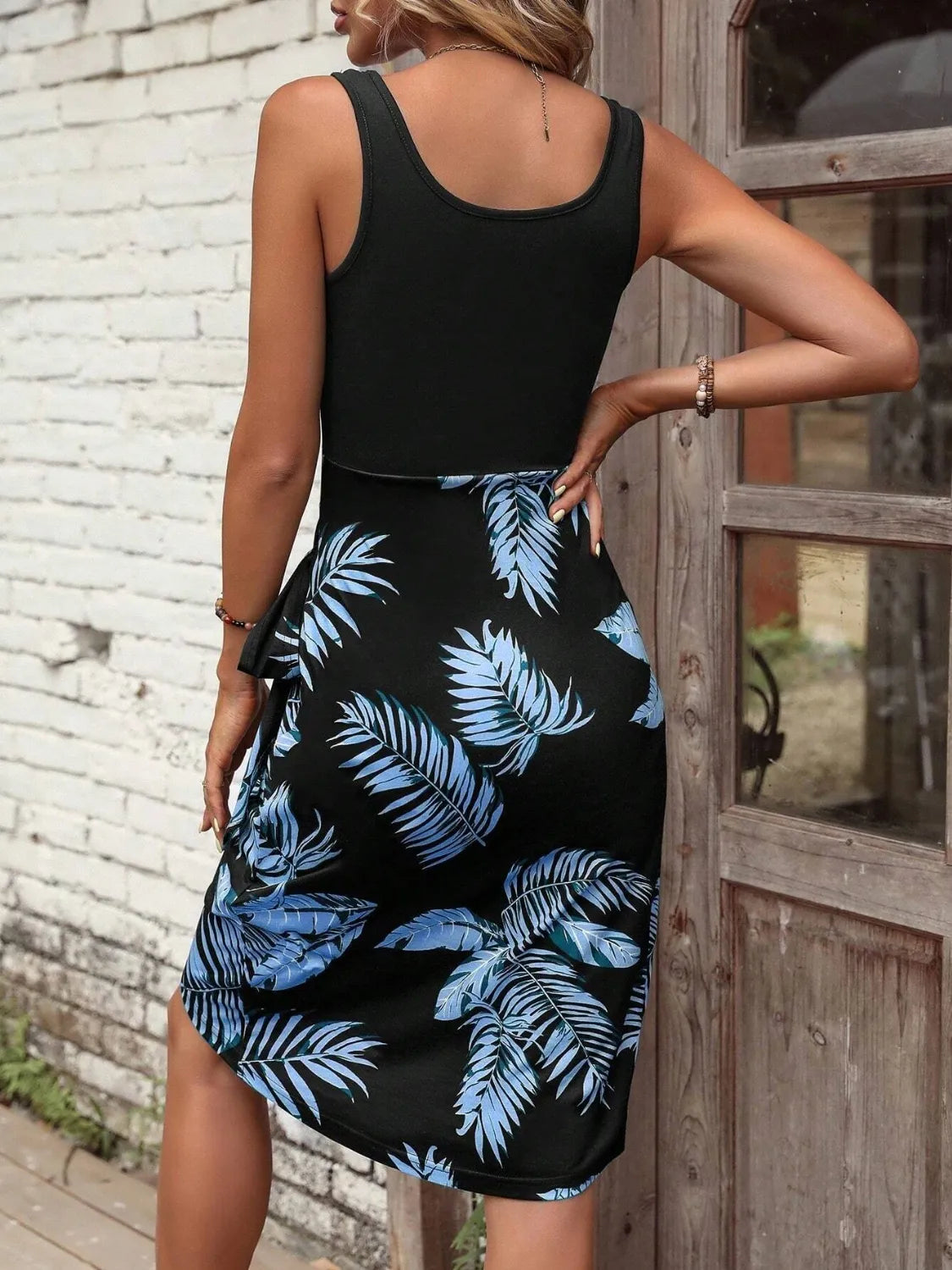 Printed Wide Strap Tank Dress - Velora