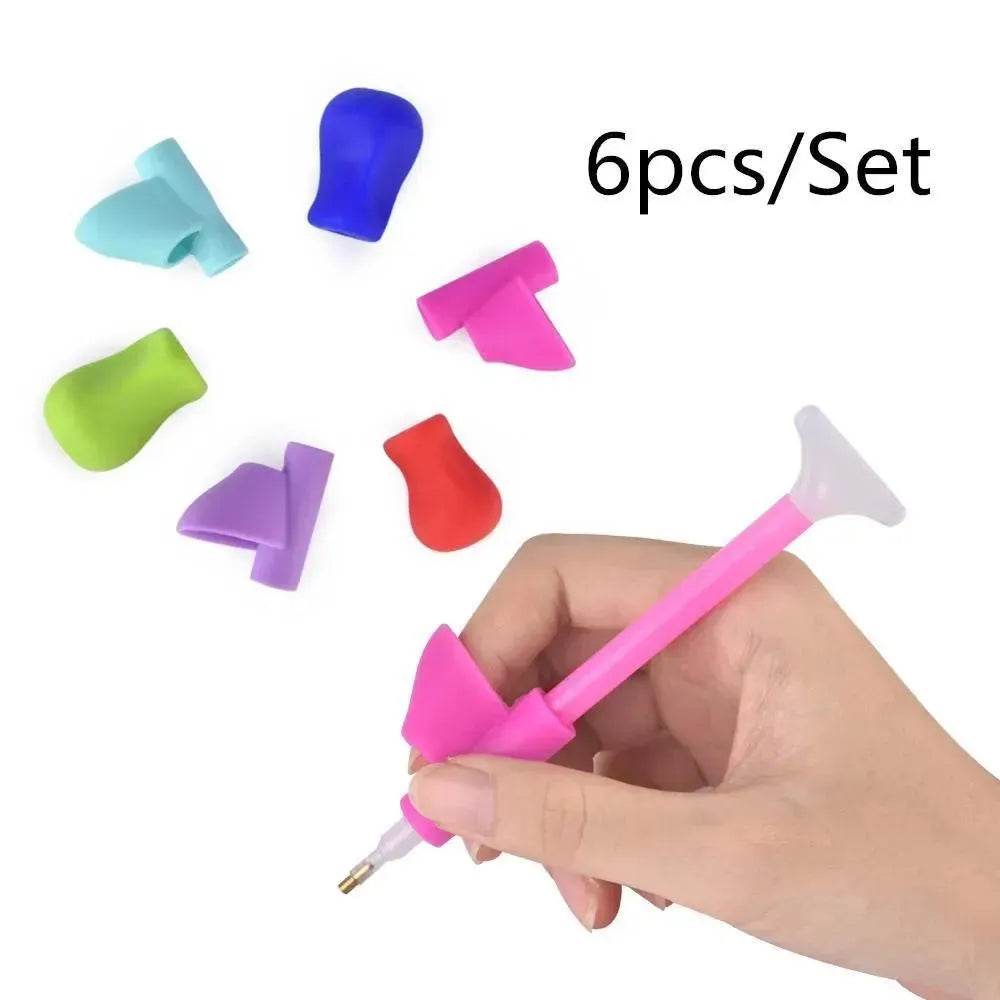 Index Finger Pen Holder Easy Grip 6Pack - DIY 5D pencil holder grip - Velora